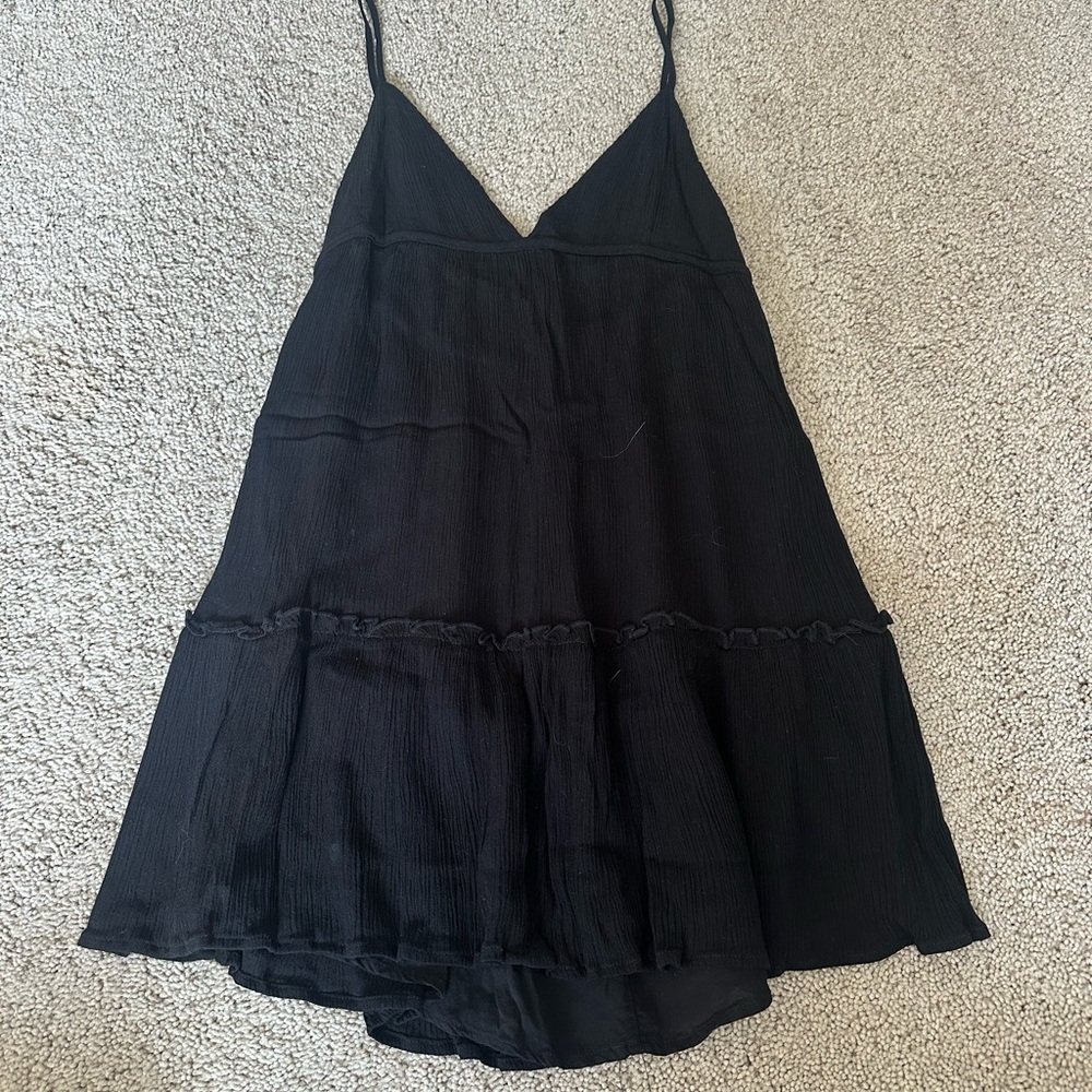Garage Black Spaghetti Strap Tiered Dress